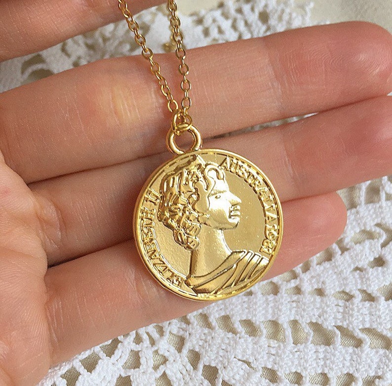 Coin necklace gold plated necklace gold coin necklace gifts Etsy