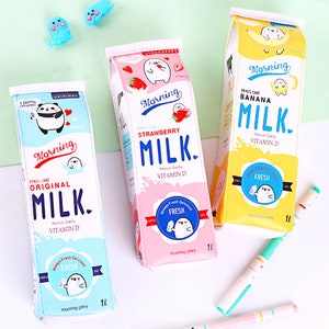 Milk Pen Case, Milk Container, Milk Pencil Bag, Panda Pencil Case,Rabbit Pencil Case,Pencil Bag,Kawaii Pencil Case image 1