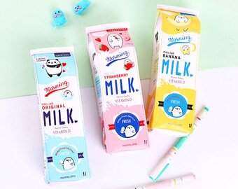 Milk Pen Case, Milk Container, Milk Pencil Bag, Panda Pencil Case,Rabbit Pencil Case,Pencil Bag,Kawaii Pencil Case