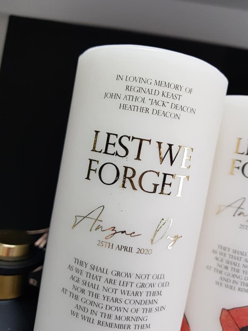 Remembrance Candle Anzac Day Pillar Candle Etsy