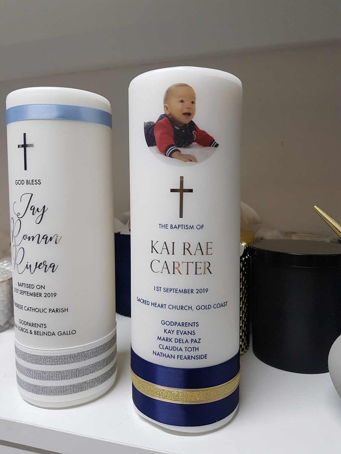 Baptism Candle with Image Christening Candle Name Day Etsy