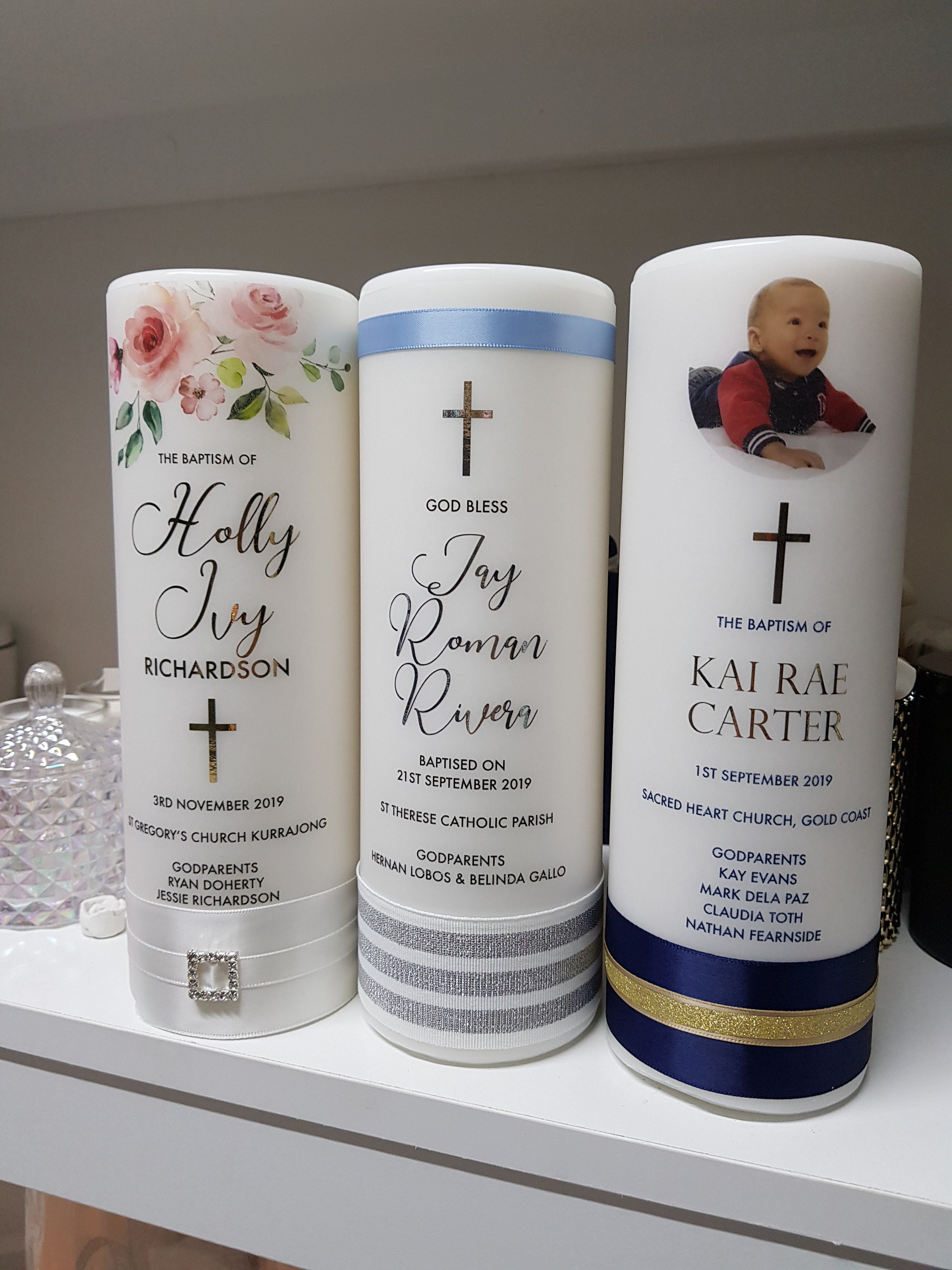 Baptism Candle with Image Christening Candle Name Day Etsy