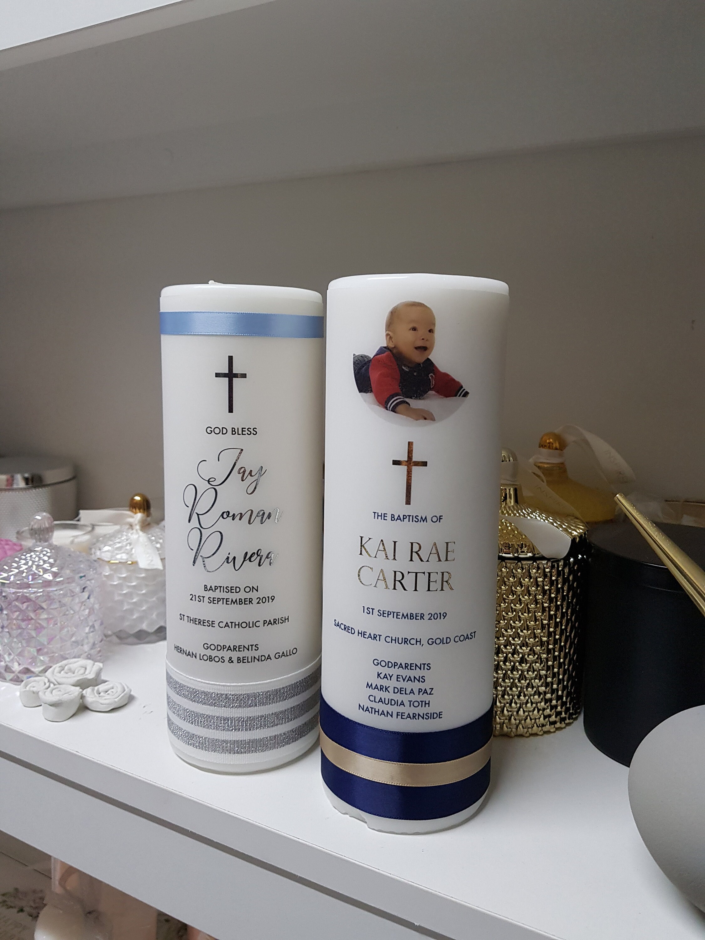 Baptism Candle with Image Christening Candle Name Day Etsy