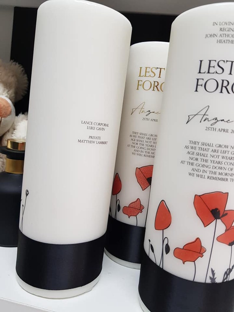 Remembrance Candle Anzac Day Pillar Candle Etsy