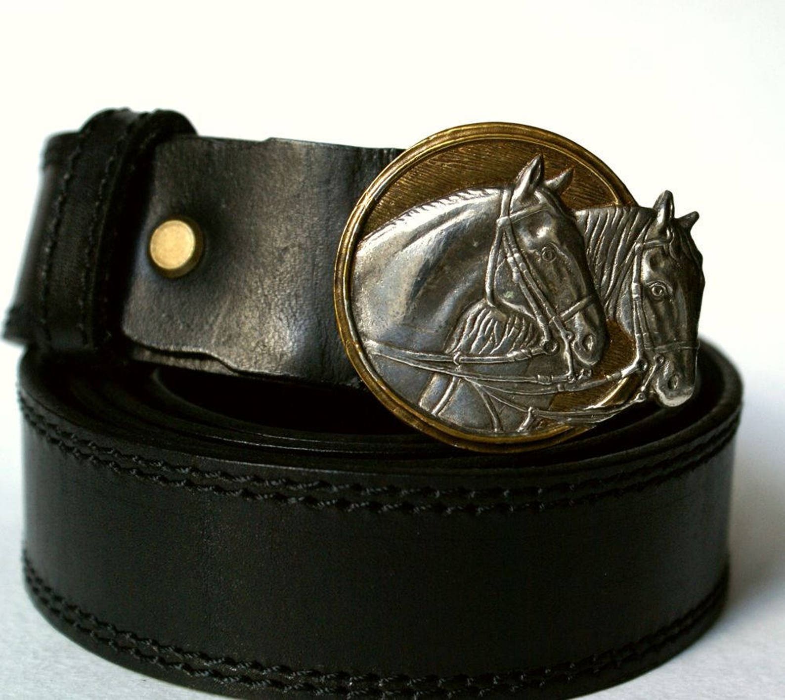 Women's leather belt White horse The belt is Etsy