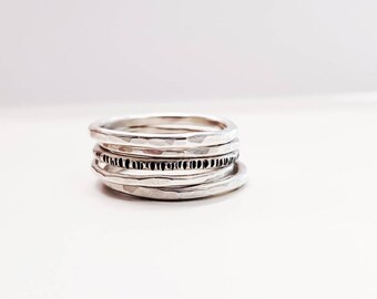 Stackable Sterling Silver Ring Bands - Set of 5