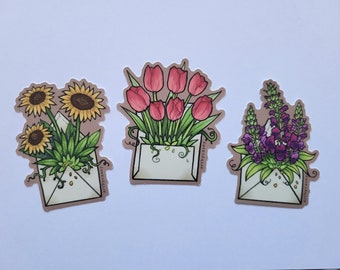 Flower Mail Vinyl Stickers