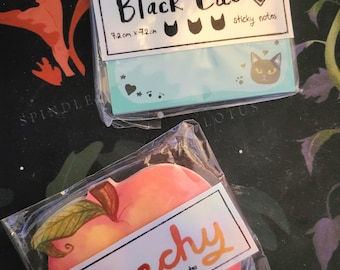 Black Cat and Peachy Sticky Notes Set