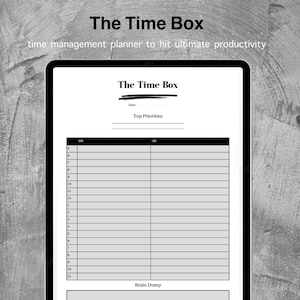 Daily timebox planner | printable PDF template | to-do list | time management | productivity | organization | simple | digital download