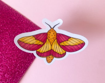 Rosy Maple Moth Sticker | Bullet Journal, Scrapbook Sticker, Planner Stickers