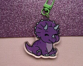 Cute Triceratops Acrylic Keychain