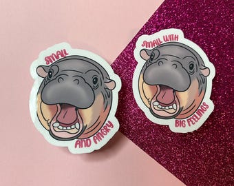 Mad Moo-Deng Baby Hippo Sticker | Bullet Journal, Scrapbook Sticker, Planner Stickers