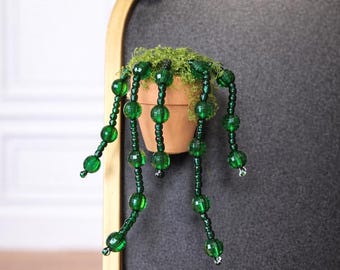 Beaded Flower Plant Magnet, Handmade Fridge Magnet, Mini Potted Plant Decor, Cute Kitchen Magnet, Gift for Plant Lovers