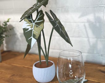 Variegated Alocasia Frydek Plant Coaster 3D Printed | Modern Plant Decor 6 Coasters | Cute and Functional Home Decor | Great for Desk