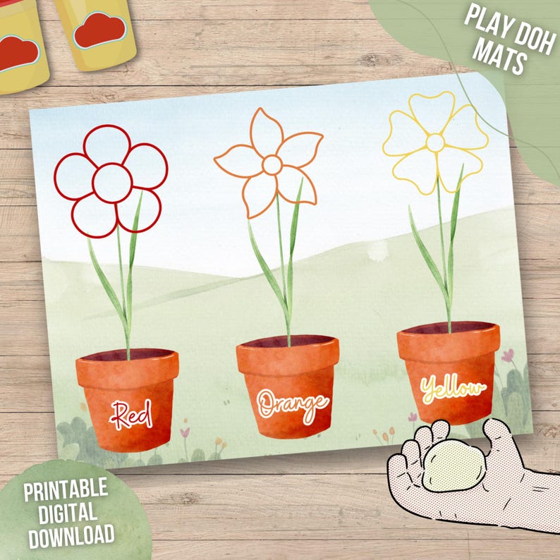 Flower Colors Play Dough Mats | Color Learning Playdough Mats ...