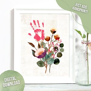 Floral Printable Handprint Craft | Spring Handprint Art | Kids DIY Gift | Keepsake Activity | Flower Boquet Craft | 8.5x11