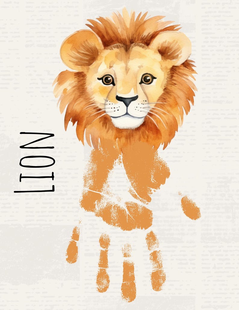 Animal Printable Handprint Craft | Zoo Animal Handprint Art | Kids DIY ...
