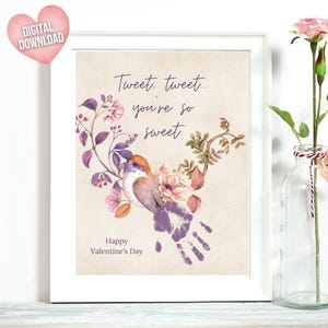 Printable Handprint Craft | Tweet Tweet You're so Sweet  Handprint Art | Kids DIY Gift | Toddler Keepsake | Valentine's Day Craft | 8.5x11