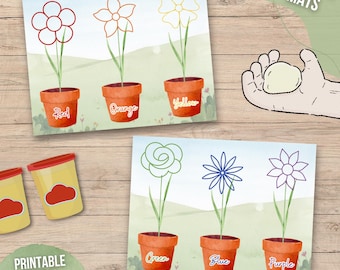 Flower Colors Play Dough Mats | Color Learning Playdough Mats | Printable Play-Doh Activity | Homeschool Resource | Montessori Material