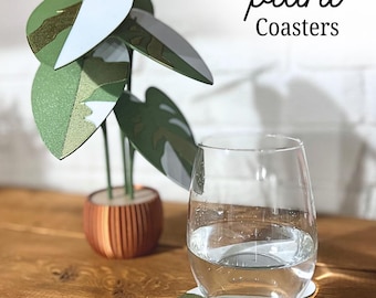 White Princess Plant Coaster 3D Printed | Modern Plant Decor 6 Coasters | Cute and Functional Home Decor | Great for Desks