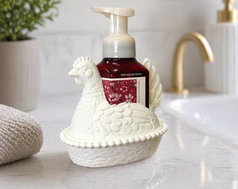 Hen on Nest Soap Holder for Bath & Body Works Foaming Soap | Farmhouse Kitchen and Bathroom Decor