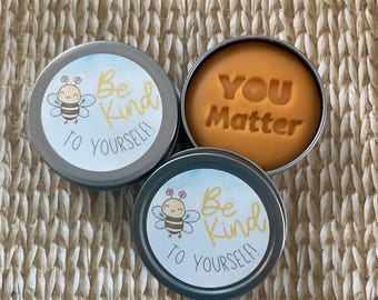 2 tins Stress Relief Sensory Dough, stress ball, Be kind to yourself. Gift for friend.