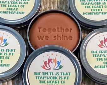 Together we shine, team work gift, teamwork, gift for groups, employees, coworkers, mint, handmade-6, 12 or 18 tins of stress relief dough