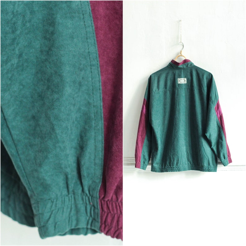 Vintage colorful Track jacket Size Large 90s Green men windbreaker