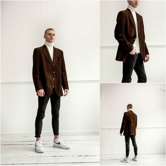 Vintage Dark brown Cord Blazer, Men corduroy blaze