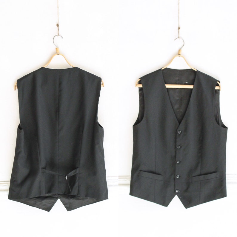 Suit Mens waistcoat Black mens vest Vintage Formal waistcoat Size Small