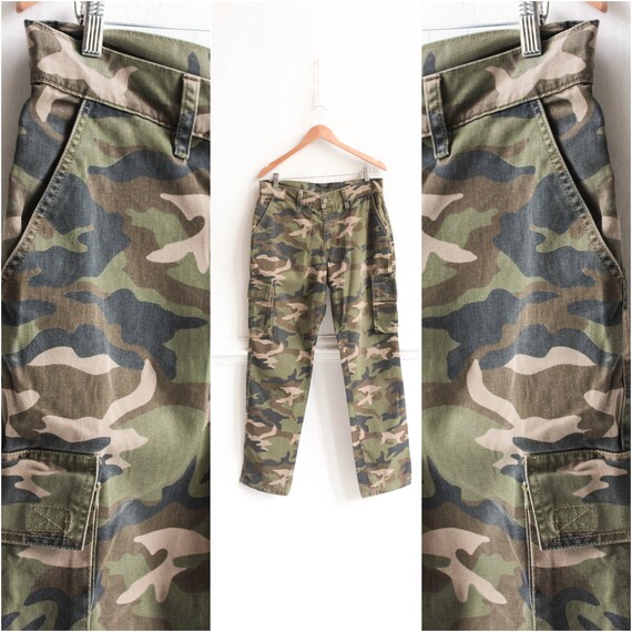 90s Cargo pants, Vintage Military Camo Men trouse