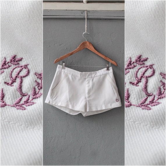 Vintage tennis shorts, White 90s men shorts, Athle