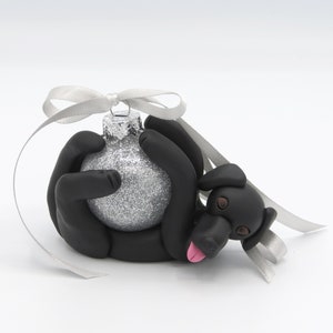 Black lab ornament, handmade christmas ornament, handmade black labrador ornament, black dog ornament, silver christmas decoration