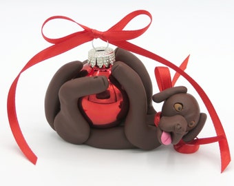 Chocolate lab ornament, handmade christmas ornament, handmade chocolate labrador ornament, labrador retriever gift