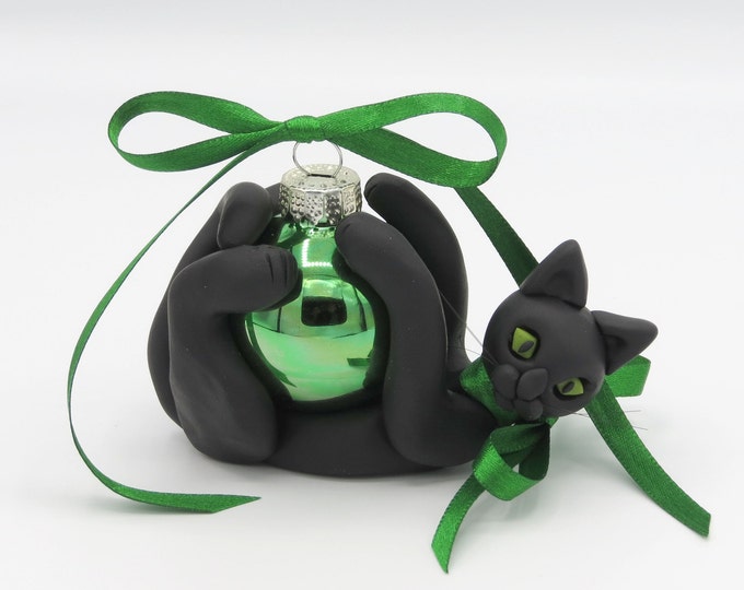 Black Cat Hand Knit Christmas Ornament Arcadia Home main image 0