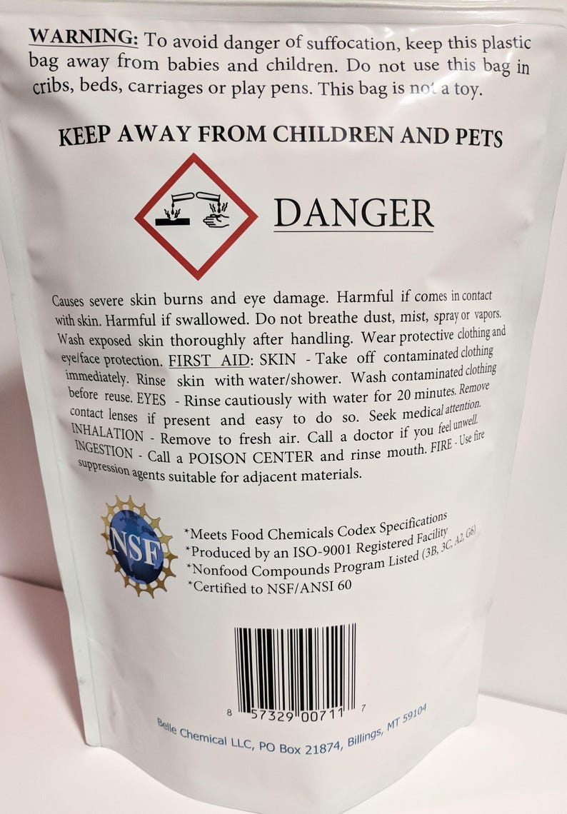 Sodium Hydroxide Pure Food Grade Caustic Soda Lye Etsy