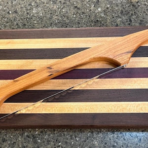 Cherry Bread Knife, Bow Bread Knife, Cheese Knife, Stainless Steel Blade, Bow Knife, Fiddle Bread Knife, Left handed or Right Handed