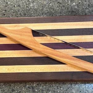 Oak Bread Knife, Bow Bread Knife, Cheese Knife, Stainless Steel Blade, Bow Knife, Fiddle Bread Knife, Left Handed or Right Handed