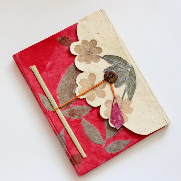 Handmade Floral Journal | Beautiful Notebook | Handmade Paper Notebook | Unique Notebook | Elegant Gift | Gratitude Journal - Flower Blossom