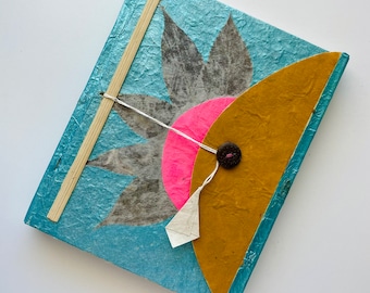 Blue Heaven Lokta Journal | Handmade Notebook with Dried Flowers | Eco Friendly Gratitude Journal | Unique Gift for Her