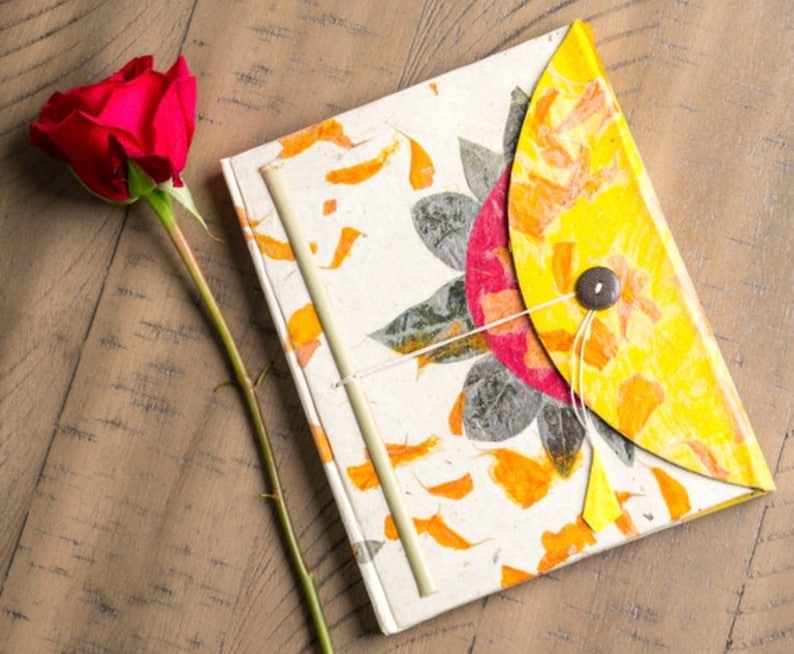 Handmade Journal Lokta Paper Notebook Handmade Paper from The Himalayas Unique Notebook Perfect Thanksgiving Gift Sunshine image 6