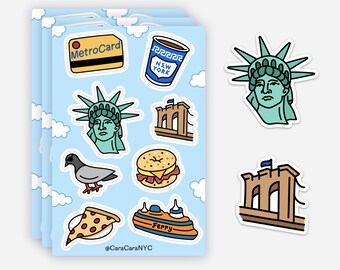 3 NYC Sticker Sheets + 2 Fridge Magnets