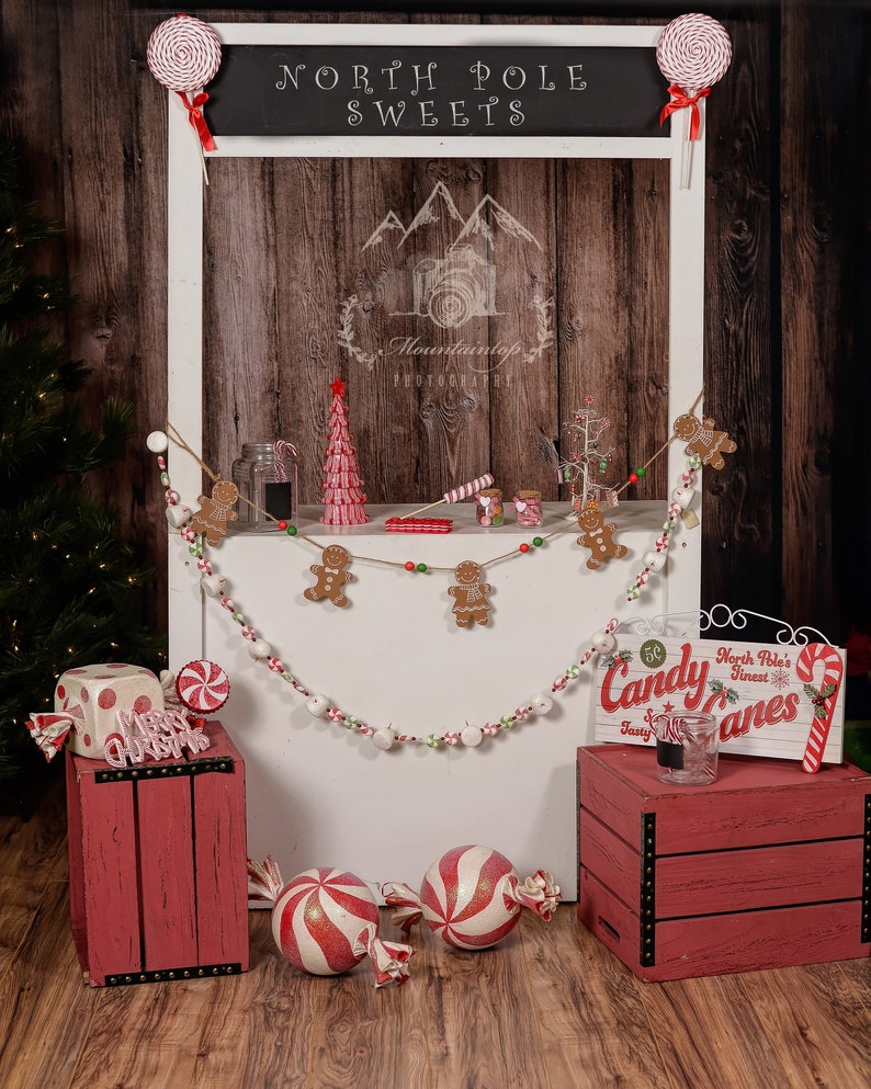 Candy Cane Stand Digital Backdrop Background Christmas Holiday