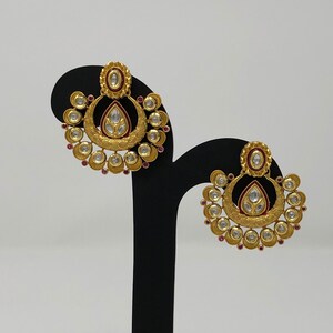 Kundan Earrings - Indian Earrings - Temple Earrings - Indian Jewelry - Temple Jewelry - Indian Bridal Jewelry - Bollywood Earrings -