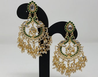 Kundan Earrings - Indian Jewelry - Indian Earrings - Indian Bridal Jewelry - Pakistani Earrings - Pakistani Jewelry - Kundan Jewelry -