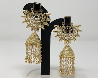 Large Jhumki Earrings - Indian Earrings - Indian Jewelry - Pakistani Jewelry - Pakistani Earrings - Temple Earrings - Temple Jewelry