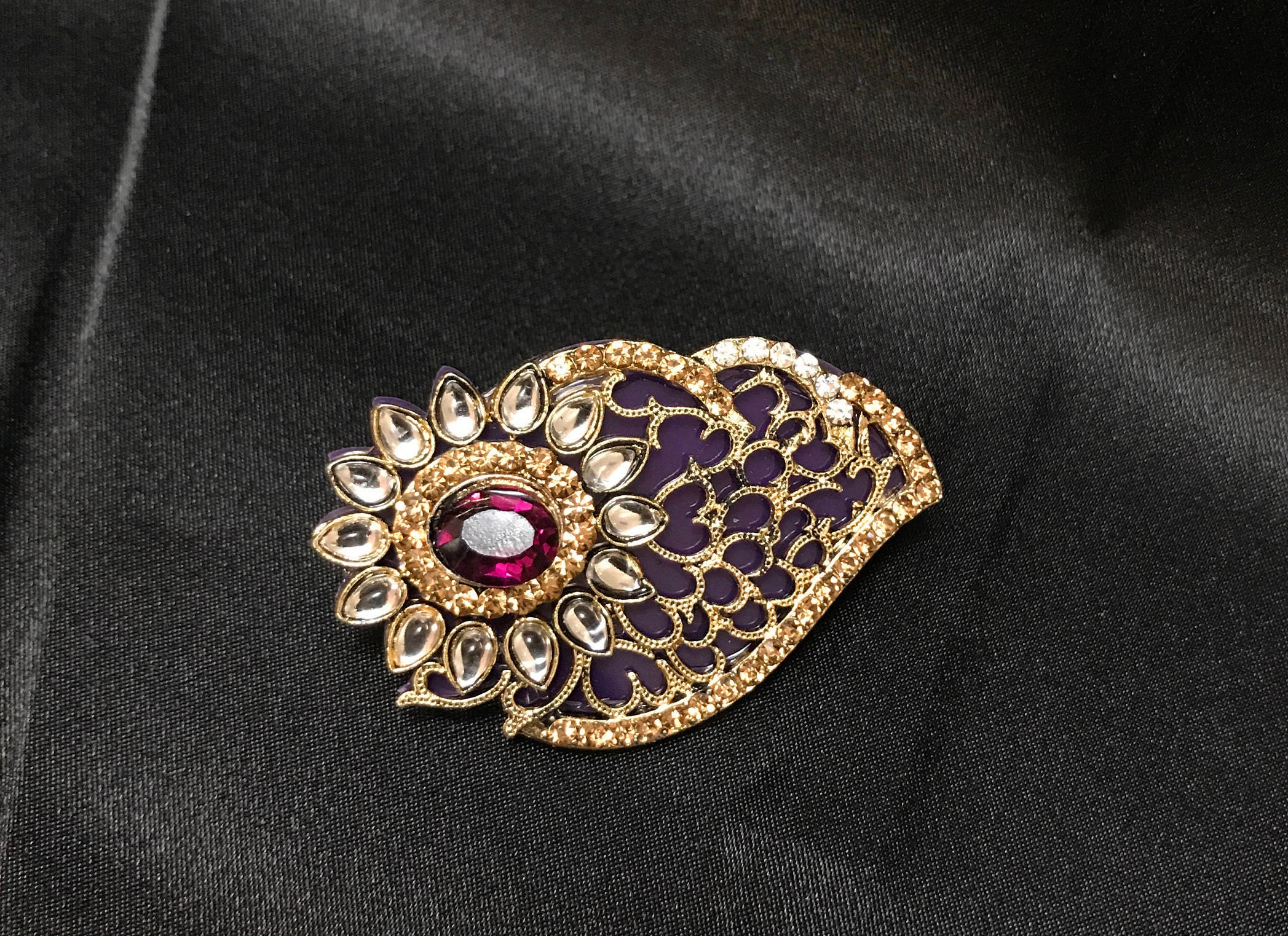 Purple Gold Brooch Indian Brooch Indian Bridal Indian Etsy