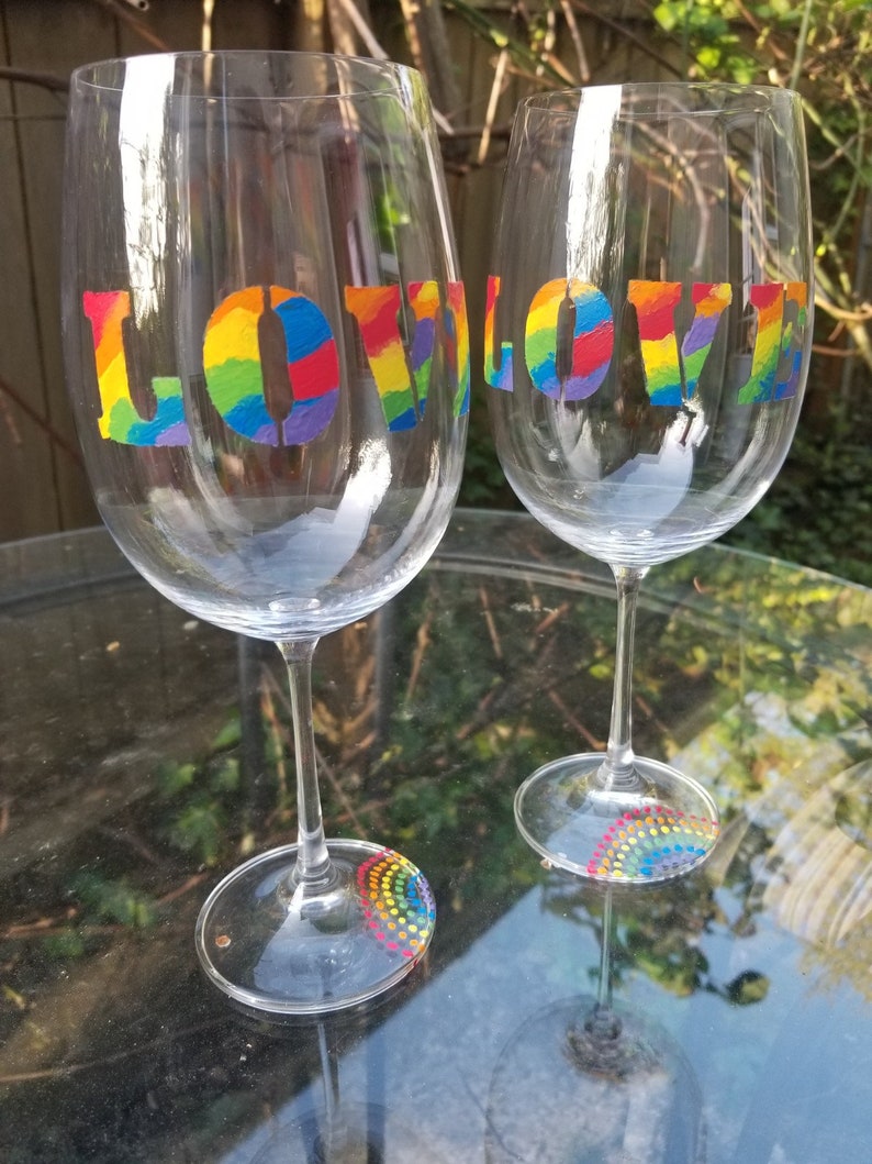 hand crafted LOVE wine glasses
