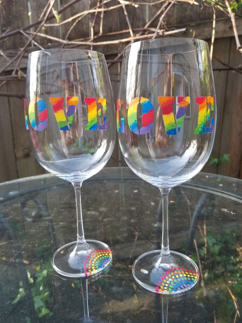 hand crafted LOVE wine glasses