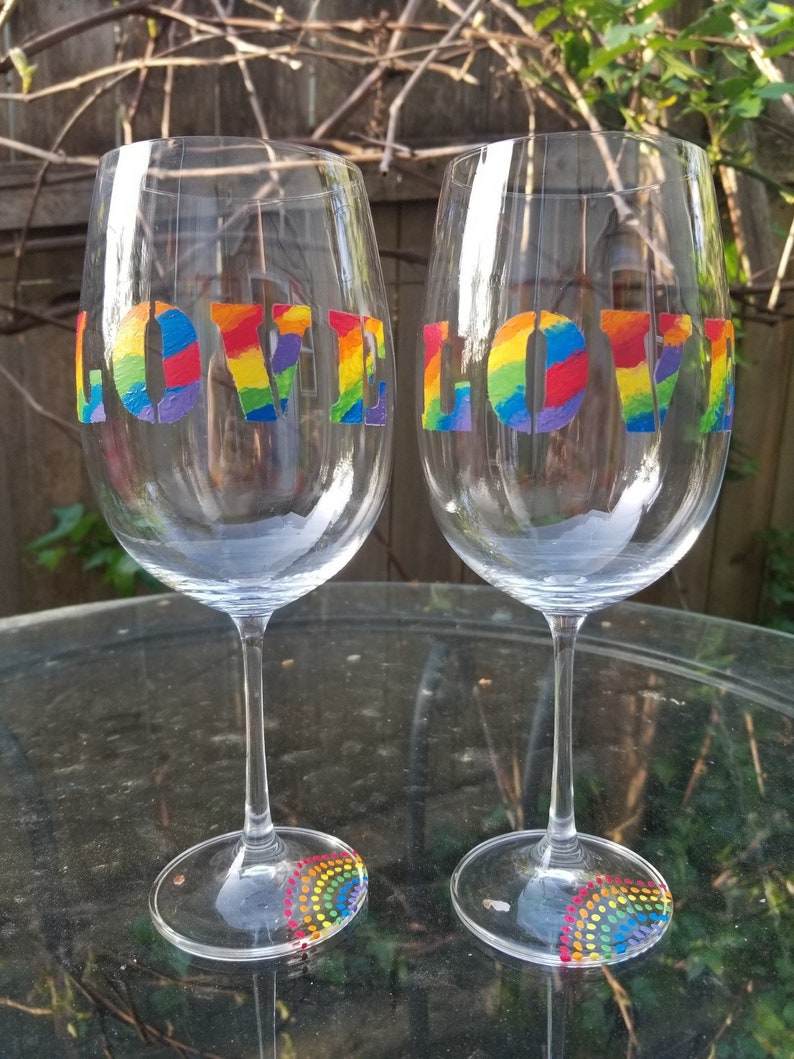hand crafted LOVE wine glasses
